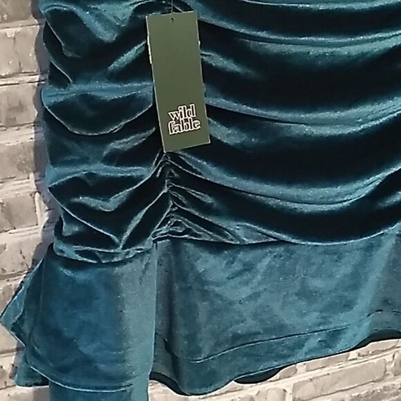 Wild Fable y2k velvet-soft blue mini ruffle skirt M - Picture 8 of 10
